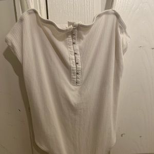 Garage hook-and-eye white bodysuit.